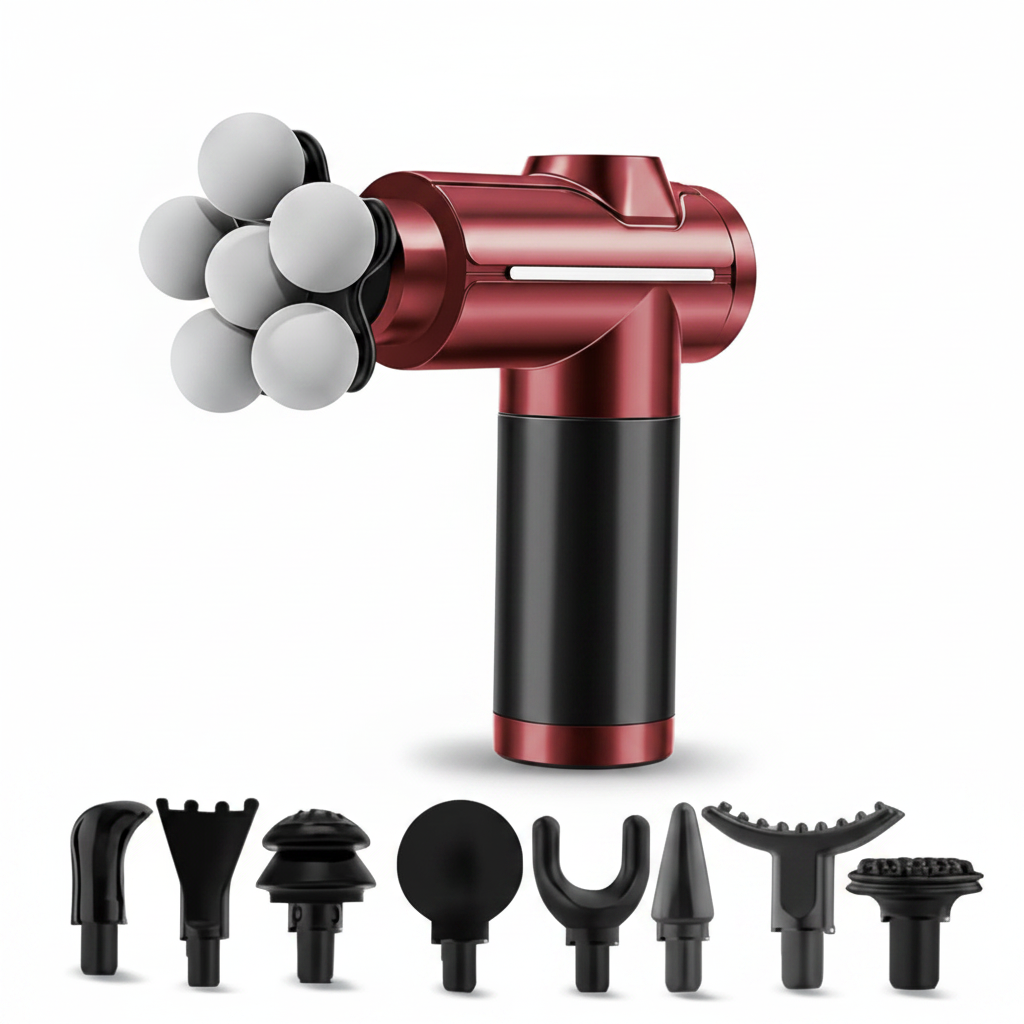 Metallic Red Deep Tissue Massager — White Background
