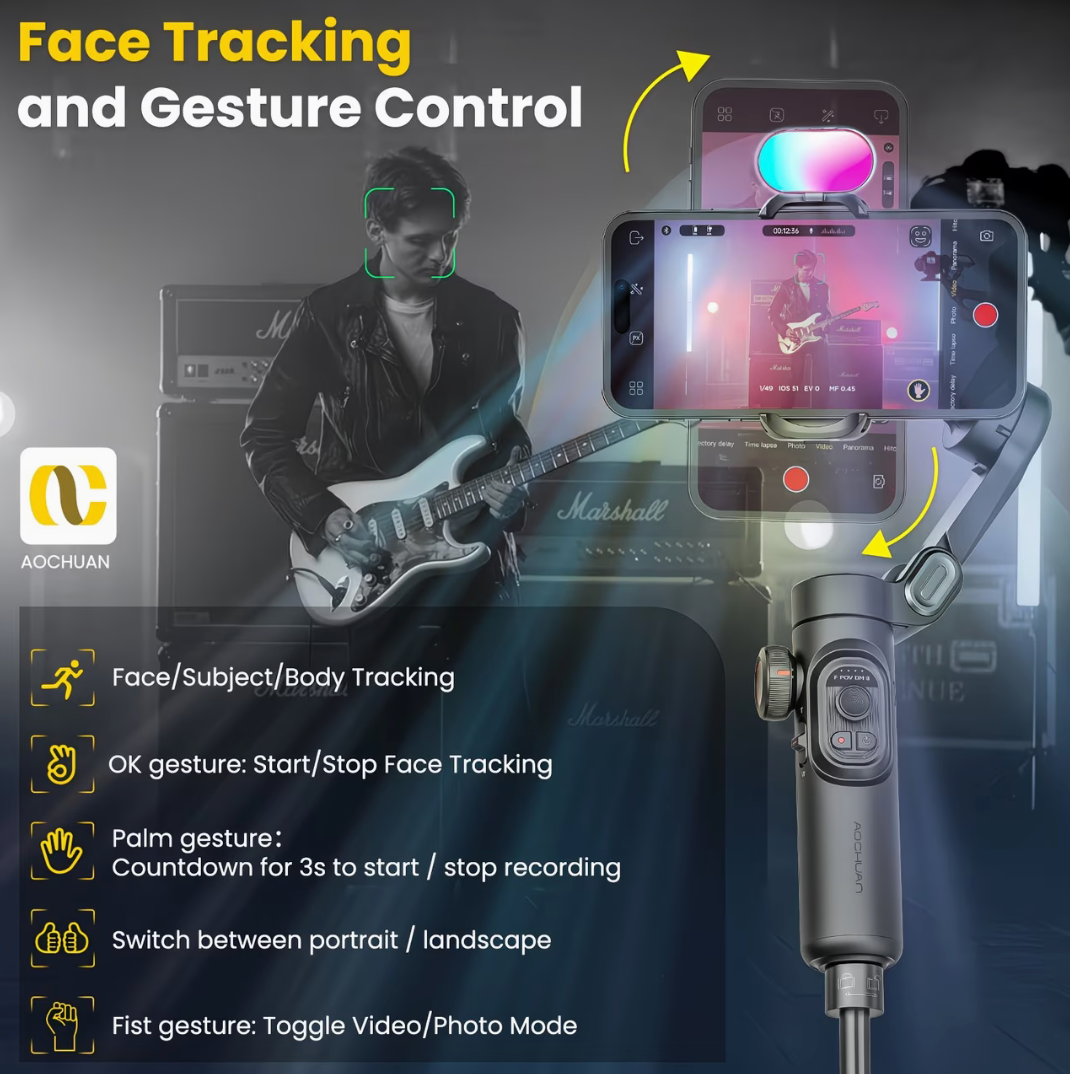 AOCHUAN Smart XE smart AI app filming modes: timelapse, panorama, Hitchcock, dolly zoom, inception