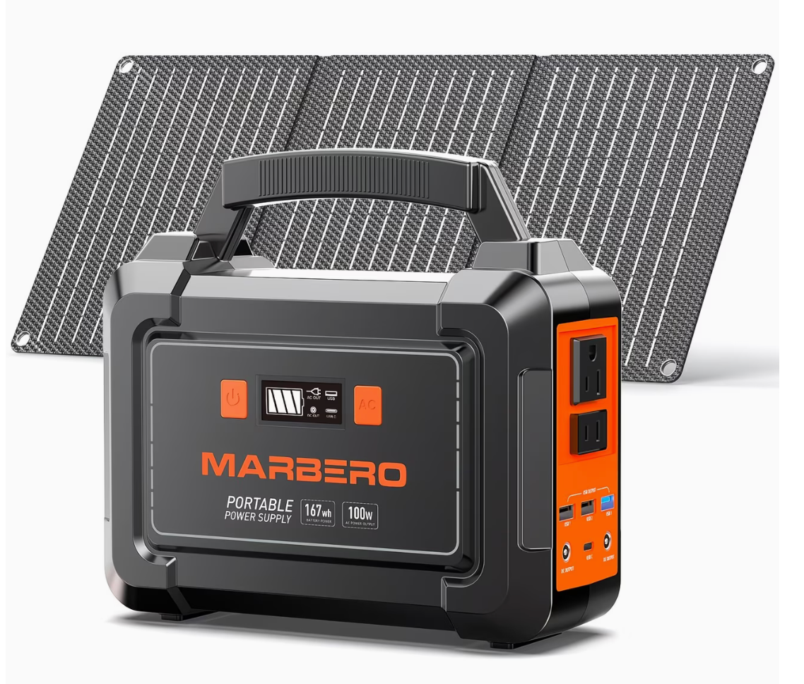 Marbero Portable Power Station 97.68Wh with 30W Solar Panel