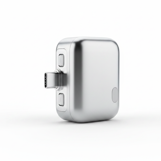 Smart Charger 140W USB-C auto-disconnect adapter — silver on white background