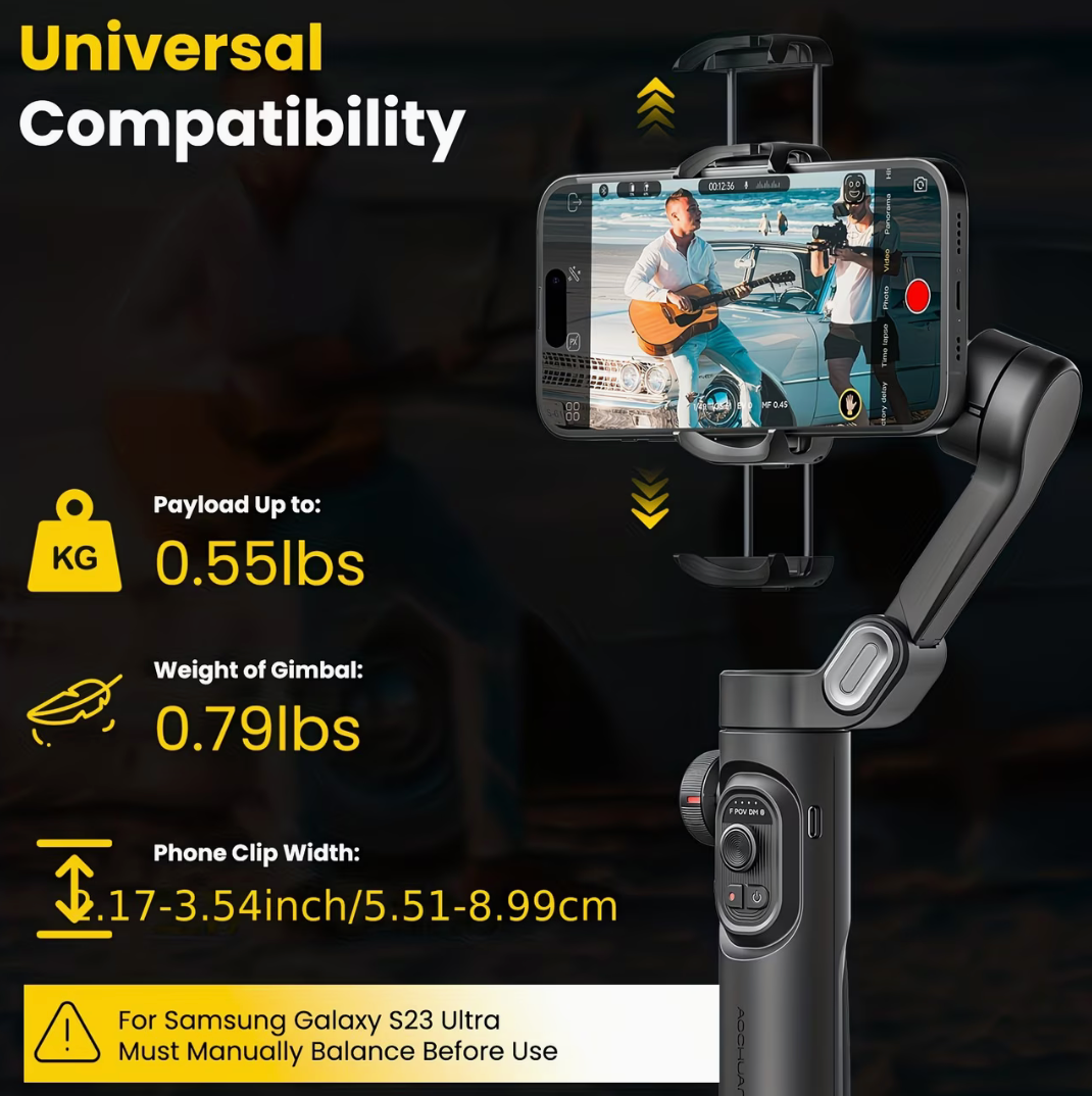 AOCHUAN Smart XE - what's in the box: gimbal, RGB fill light, extension rod, carry case, cables