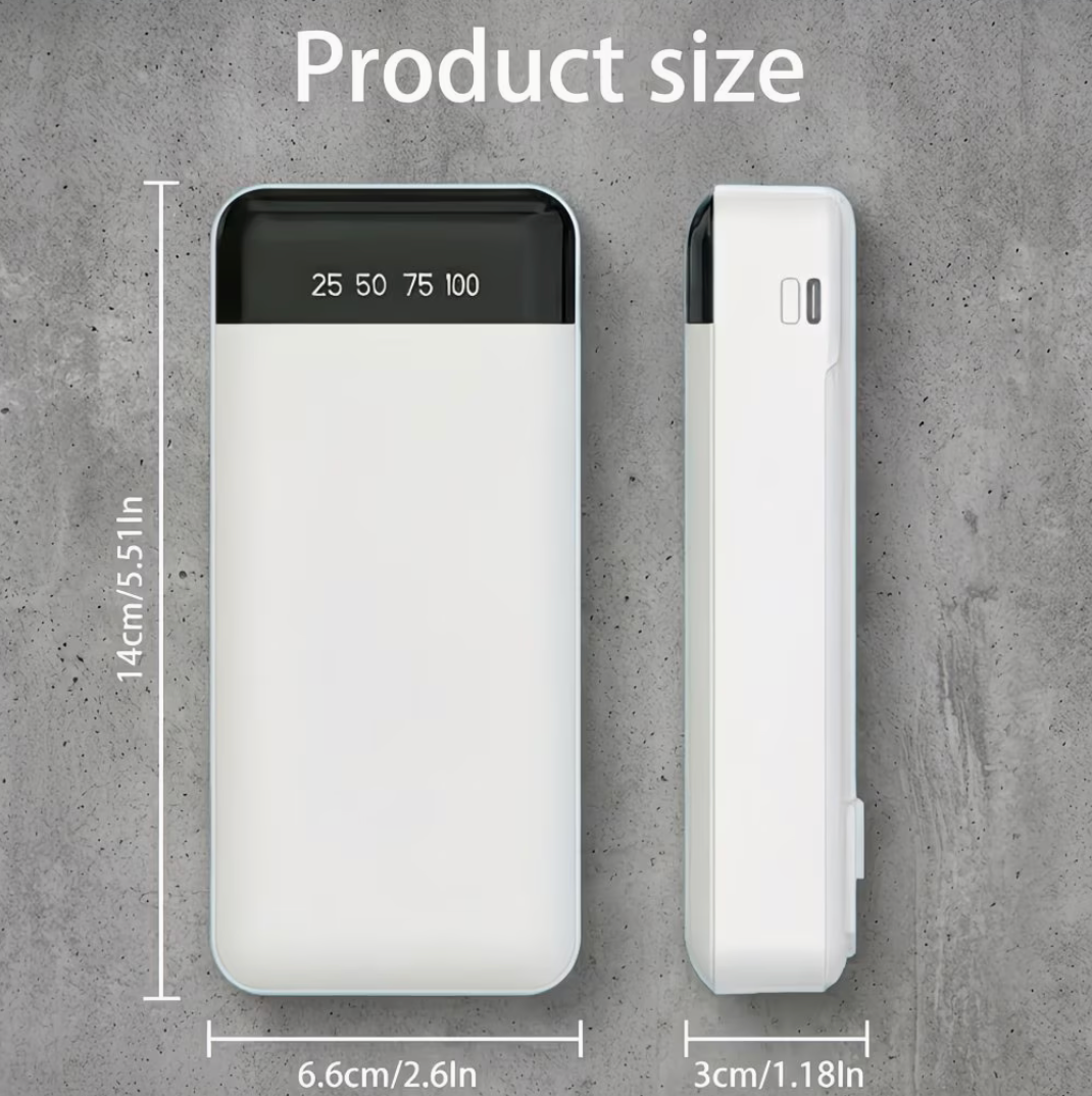 BezosMax power bank product size - 14cm x 6.6cm x 3cm