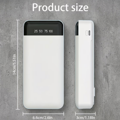 BezosMax power bank product size - 14cm x 6.6cm x 3cm